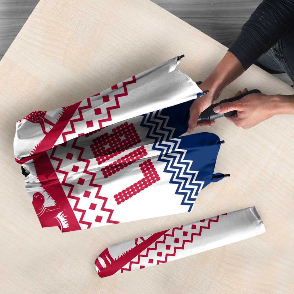Liberia Christmas Umbrella with Red Wildlife Silhouettes and White Blue Holiday - Wonder Print Shop