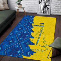 Ukraine Christmas Area Rug with Yellow and Blue Tree Design and Traditional Embroidery - Wonder Print Shop