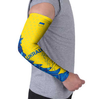 Ukraine Christmas Arm Sleeves with Yellow and Blue Tree Design and Traditional Embroidery - Wonder Print Shop
