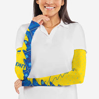 Ukraine Christmas Arm Sleeves with Yellow and Blue Tree Design and Traditional Embroidery - Wonder Print Shop