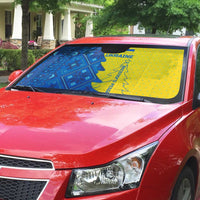 Ukraine Christmas Auto Sun Shade with Yellow and Blue Tree Design and Traditional Embroidery - Wonder Print Shop
