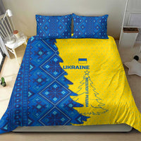 Ukraine Christmas Bedding Set with Yellow and Blue Tree Design and Traditional Embroidery - Wonder Print Shop