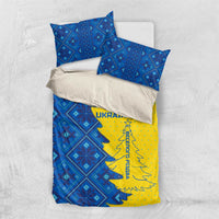 Ukraine Christmas Bedding Set with Yellow and Blue Tree Design and Traditional Embroidery - Wonder Print Shop