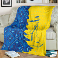 Ukraine Christmas Blanket with Yellow and Blue Tree Design and Traditional Embroidery - Wonder Print Shop