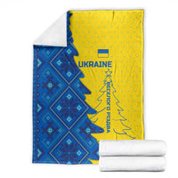 Ukraine Christmas Blanket with Yellow and Blue Tree Design and Traditional Embroidery - Wonder Print Shop