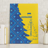 Ukraine Christmas Canvas Wall Art with Yellow and Blue Tree Design and Traditional Embroidery - Wonder Print Shop