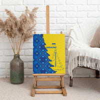 Ukraine Christmas Canvas Wall Art with Yellow and Blue Tree Design and Traditional Embroidery - Wonder Print Shop