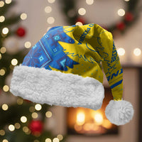 Ukraine Christmas Santa Hat with Yellow and Blue Tree Design and Traditional Embroidery - Wonder Print Shop