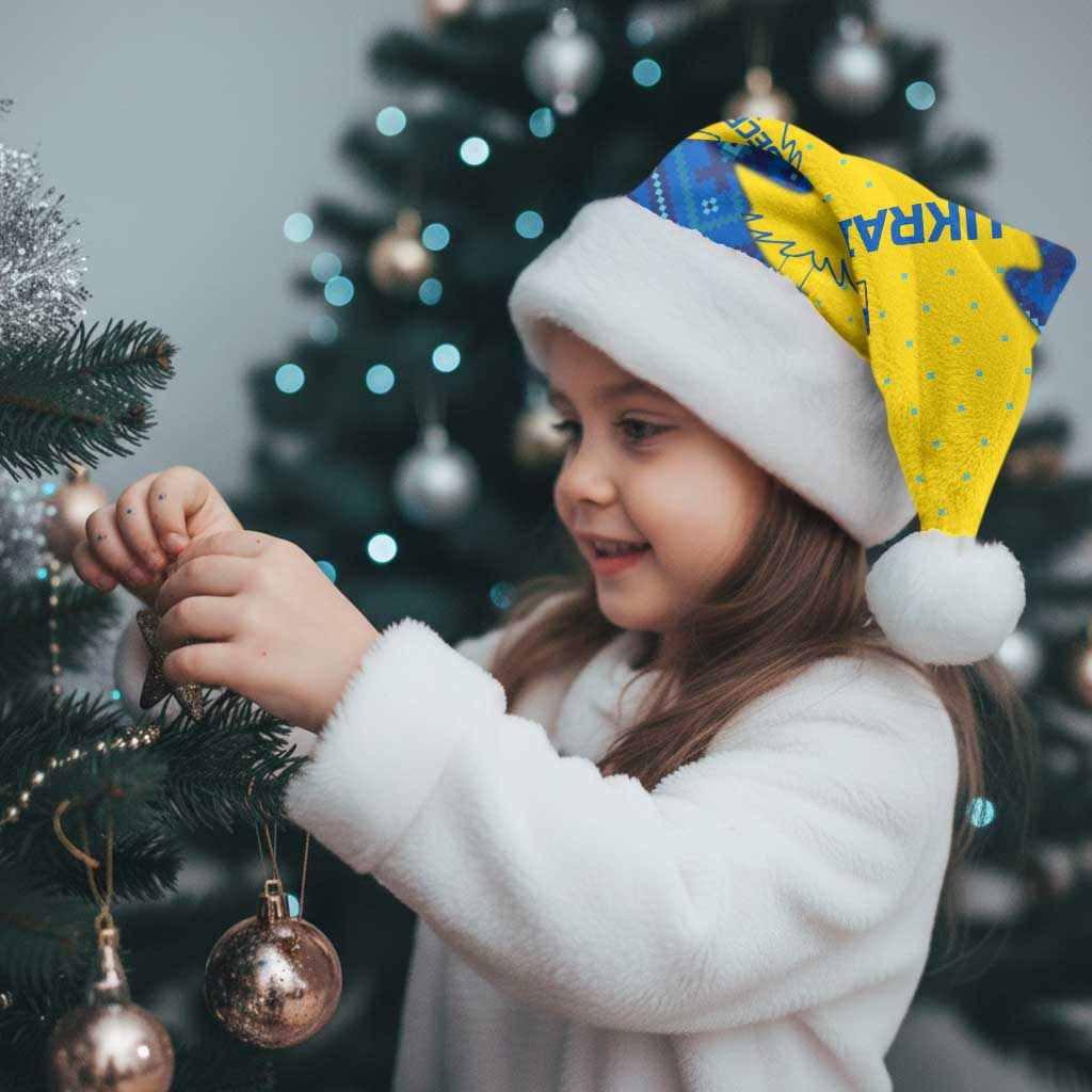 Ukraine Christmas Santa Hat with Yellow and Blue Tree Design and Traditional Embroidery - Wonder Print Shop