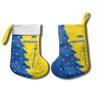 Ukraine Christmas Stocking with Yellow and Blue Tree Design and Traditional Embroidery - Wonder Print Shop