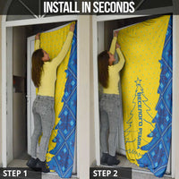 Ukraine Christmas Door Cover with Yellow and Blue Tree Design and Traditional Embroidery - Wonder Print Shop