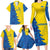 Ukraine Christmas Family Matching Long Sleeve Bodycon Dress and Hawaiian Shirt with Yellow and Blue Tree Design and Traditional Embroidery - Wonder Print Shop