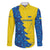 Ukraine Christmas Family Matching Long Sleeve Bodycon Dress and Hawaiian Shirt with Yellow and Blue Tree Design and Traditional Embroidery - Wonder Print Shop