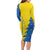 Ukraine Christmas Family Matching Long Sleeve Bodycon Dress and Hawaiian Shirt with Yellow and Blue Tree Design and Traditional Embroidery - Wonder Print Shop