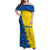 Ukraine Christmas Family Matching Off Shoulder Maxi Dress and Hawaiian Shirt with Yellow and Blue Tree Design and Traditional Embroidery - Wonder Print Shop