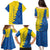 Ukraine Christmas Family Matching Puletasi and Hawaiian Shirt with Yellow and Blue Tree Design and Traditional Embroidery - Wonder Print Shop