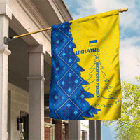 Ukraine Christmas Garden Flag with Yellow and Blue Tree Design and Traditional Embroidery - Wonder Print Shop