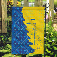Ukraine Christmas Garden Flag with Yellow and Blue Tree Design and Traditional Embroidery - Wonder Print Shop