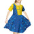 Ukraine Christmas Kid Short Sleeve Dress with Yellow and Blue Tree Design and Traditional Embroidery - Wonder Print Shop