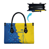 Ukraine Christmas Leather Bag with Yellow and Blue Tree Design and Traditional Embroidery - Wonder Print Shop