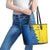 Ukraine Christmas Leather Tote Bag with Yellow and Blue Tree Design and Traditional Embroidery - Wonder Print Shop