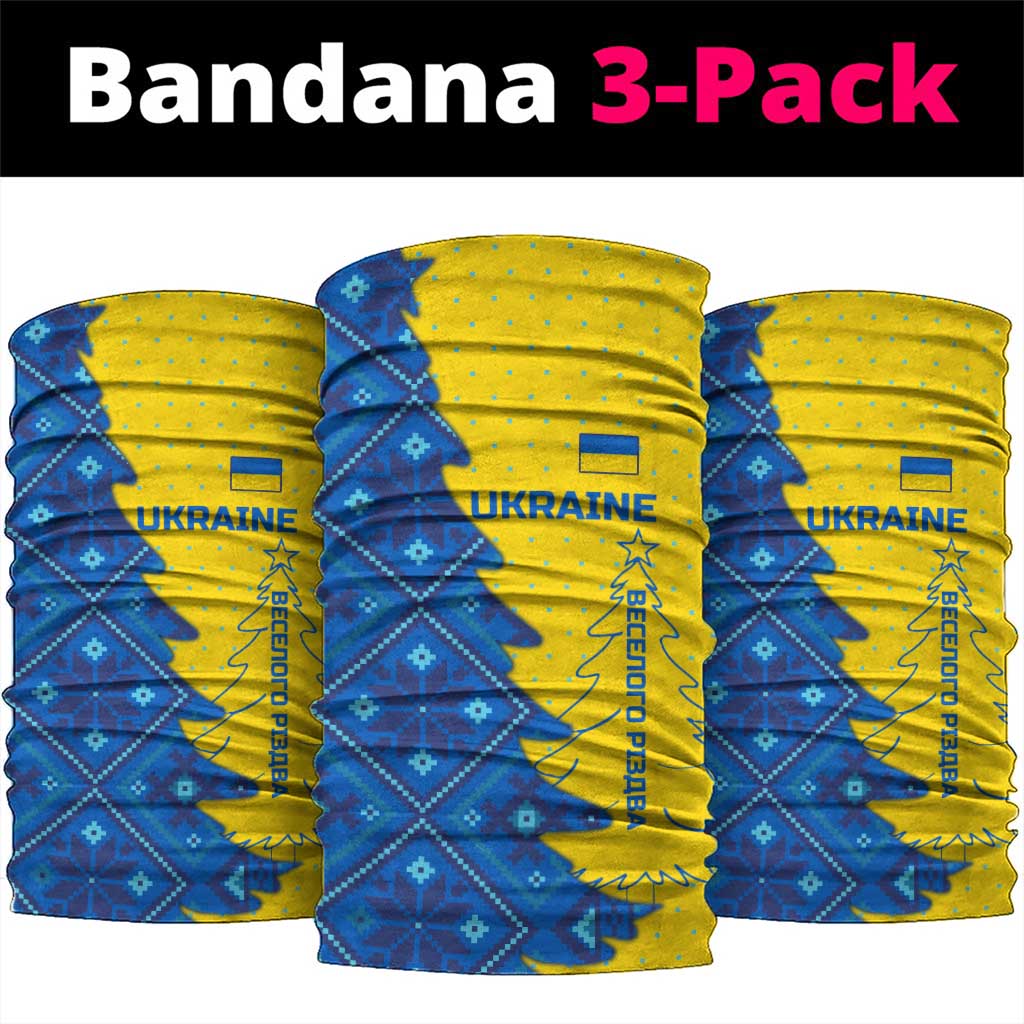 Ukraine Christmas Neck Gaiter with Yellow and Blue Tree Design and Traditional Embroidery - Wonder Print Shop