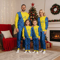 Ukraine Christmas Pajama Set with Yellow and Blue Tree Design and Traditional Embroidery - Wonder Print Shop