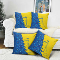 Ukraine Christmas Pillow Cover with Yellow and Blue Tree Design and Traditional Embroidery - Wonder Print Shop
