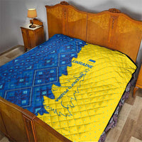 Ukraine Christmas Quilt with Yellow and Blue Tree Design and Traditional Embroidery - Wonder Print Shop