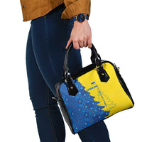 Ukraine Christmas Shoulder Handbag with Yellow and Blue Tree Design and Traditional Embroidery - Wonder Print Shop