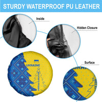 Ukraine Christmas Spare Tire Cover with Yellow and Blue Tree Design and Traditional Embroidery - Wonder Print Shop