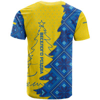 Ukraine Christmas T Shirt with Yellow and Blue Tree Design and Traditional Embroidery - Wonder Print Shop