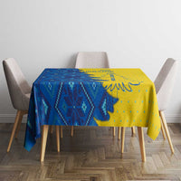Ukraine Christmas Tablecloth with Yellow and Blue Tree Design and Traditional Embroidery - Wonder Print Shop