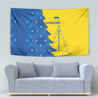Ukraine Christmas Tapestry with Yellow and Blue Tree Design and Traditional Embroidery - Wonder Print Shop