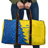 Ukraine Christmas Travel Bag with Yellow and Blue Tree Design and Traditional Embroidery - Wonder Print Shop