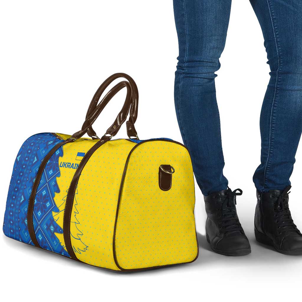 Ukraine Christmas Travel Bag with Yellow and Blue Tree Design and Traditional Embroidery - Wonder Print Shop