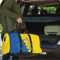 Ukraine Christmas Travel Bag with Yellow and Blue Tree Design and Traditional Embroidery - Wonder Print Shop