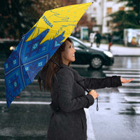 Ukraine Christmas Umbrella with Yellow and Blue Tree Design and Traditional Embroidery - Wonder Print Shop
