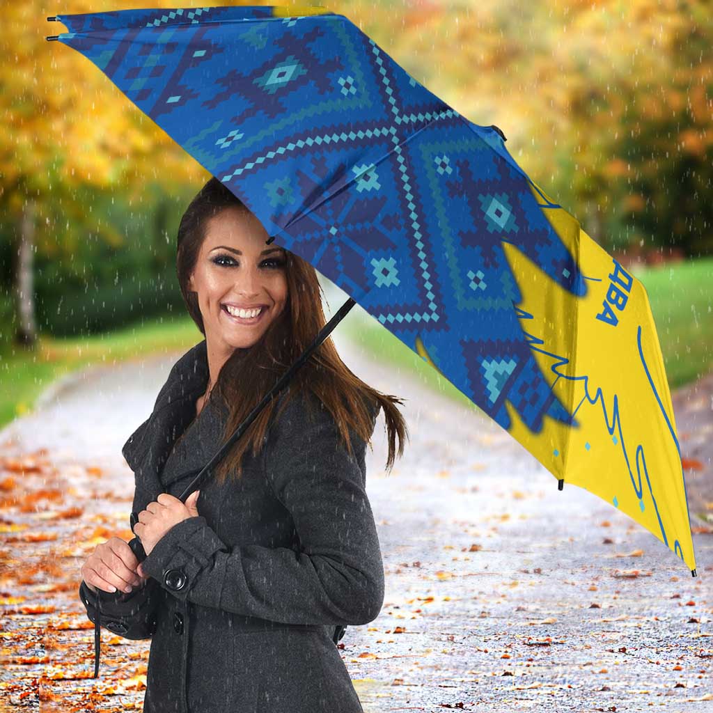 Ukraine Christmas Umbrella with Yellow and Blue Tree Design and Traditional Embroidery - Wonder Print Shop
