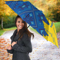 Ukraine Christmas Umbrella with Yellow and Blue Tree Design and Traditional Embroidery - Wonder Print Shop