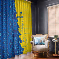 Ukraine Christmas Window Curtain with Yellow and Blue Tree Design and Traditional Embroidery - Wonder Print Shop