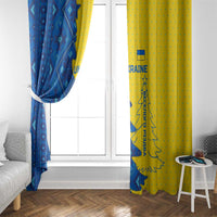 Ukraine Christmas Window Curtain with Yellow and Blue Tree Design and Traditional Embroidery - Wonder Print Shop