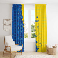 Ukraine Christmas Window Curtain with Yellow and Blue Tree Design and Traditional Embroidery - Wonder Print Shop