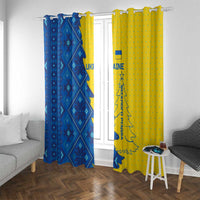 Ukraine Christmas Window Curtain with Yellow and Blue Tree Design and Traditional Embroidery - Wonder Print Shop
