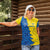Ukraine Christmas Women Polo Shirt with Yellow and Blue Tree Design and Traditional Embroidery - Wonder Print Shop