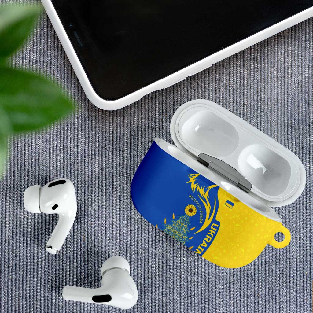 Ukraine Christmas AirPods Case with Howling Wolf Sunflower Tree and Traditional Ornament Design - Wonder Print Shop