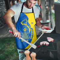 Ukraine Christmas Apron with Howling Wolf Sunflower Tree and Traditional Ornament Design - Wonder Print Shop