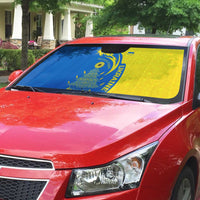 Ukraine Christmas Auto Sun Shade with Howling Wolf Sunflower Tree and Traditional Ornament Design - Wonder Print Shop