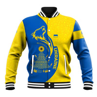 Ukraine Christmas Baseball Jacket with Howling Wolf Sunflower Tree and Traditional Ornament Design - Wonder Print Shop