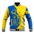Ukraine Christmas Baseball Jacket with Howling Wolf Sunflower Tree and Traditional Ornament Design - Wonder Print Shop